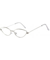 Oval Cat Eye Sunglasses for Women Men Vintage Oval Small Frame Sun Glasses Eyewear (D) - D - C21902TKEK2 $18.80