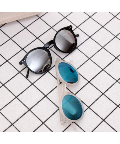 Goggle Sun Glasses Unisex Vintage Retro Women Men Glasses Mercury Mirror Lens Sunglasses-Black Silver - CC199I22STM $20.29