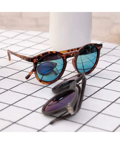 Goggle Sun Glasses Unisex Vintage Retro Women Men Glasses Mercury Mirror Lens Sunglasses-Black Silver - CC199I22STM $20.29