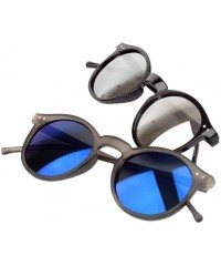 Goggle Sun Glasses Unisex Vintage Retro Women Men Glasses Mercury Mirror Lens Sunglasses-Black Silver - CC199I22STM $20.29