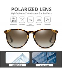 Round Vintage Cat Eye Polarized Sunglasses for Women Tortoise Brown Retro Round Mirrored Lens Sun Glasses Female - CY1900ZA0G...