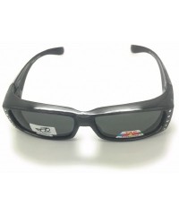 Rectangular Polarized Rhinestone Sunglasses Fit Over Rectangular Cover Sunglasses - Gray - CV18G6Q5LCD $18.18