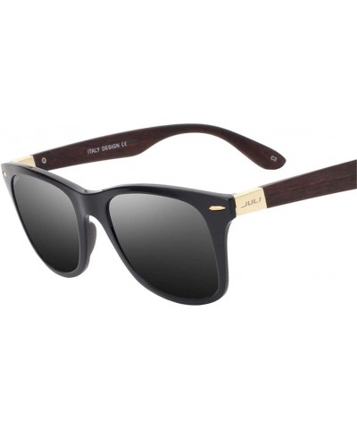 Square Coating Eye Men Wood Bamboo Women Printed Wrap 52MM Sunglasses - C6 No Logo - CE18M3NG4MR $29.49