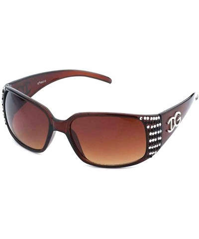 Round Newbee Fashion Women Bling Bling Rhinestone Plastic Comfortable Sunglasses - Brown - CC117SOBVFB $9.92