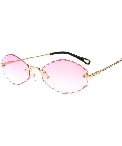 Oval Sunglasses Sunglasses for Women Frameless Oval - Pink - CI18TY49NWC $18.34