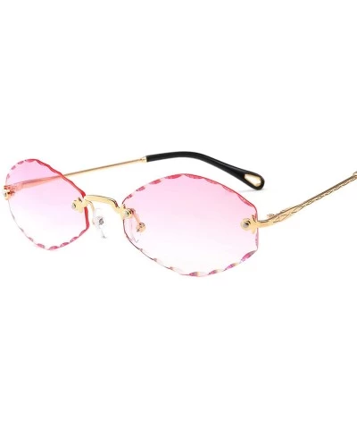 Oval Sunglasses Sunglasses for Women Frameless Oval - Pink - CI18TY49NWC $18.34