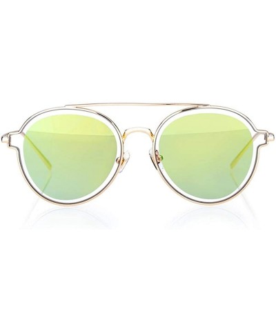 Aviator Pinglas Round Sunglasses Women Twin-beams Glasses Double PC Lens Brand Purple - Green - CD18YKUIM0U $10.74