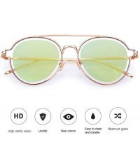 Aviator Pinglas Round Sunglasses Women Twin-beams Glasses Double PC Lens Brand Purple - Green - CD18YKUIM0U $10.74