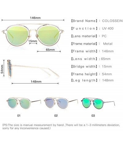 Aviator Pinglas Round Sunglasses Women Twin-beams Glasses Double PC Lens Brand Purple - Green - CD18YKUIM0U $10.74