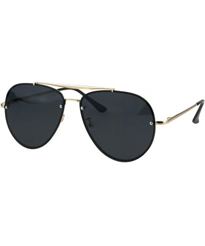 Aviator Polarized Lens Aviator Sunglasses Unisex Metal Top Bar Light Frame - Gold (Black) - CD18QCYN9RG $10.12