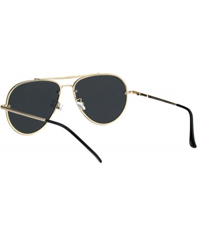 Aviator Polarized Lens Aviator Sunglasses Unisex Metal Top Bar Light Frame - Gold (Black) - CD18QCYN9RG $23.10