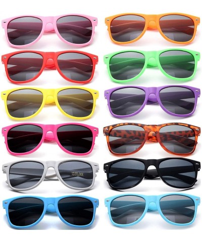 Square 12 Pack Vintage 80's Retro Unisex Neon Sunglasses Party Favors for Kids and Adults - Mixed Color - C5198DOYCWI $30.54