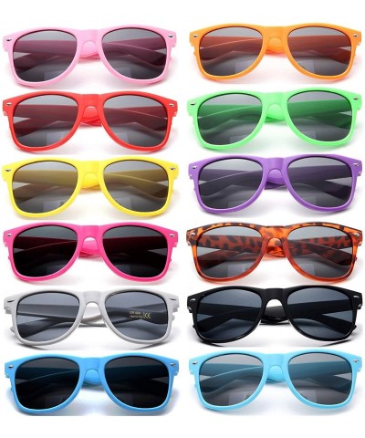 Square 12 Pack Vintage 80's Retro Unisex Neon Sunglasses Party Favors for Kids and Adults - Mixed Color - C5198DOYCWI $28.95