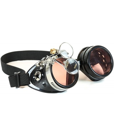 Goggle Steampunk Victorian Style Goggles Star Side-Colored Lenses & Ocular Loupe - Blush/Red - CP18I893644 $33.58