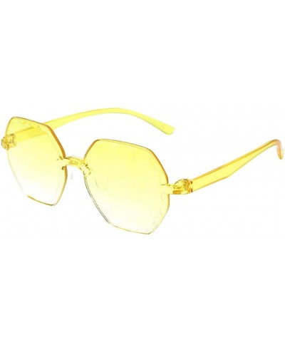 Square Frameless Multilateral Shaped Sunglasses One Piece Jelly Candy Colorful Unisex - Yellow - C8190G6N2A0 $9.77