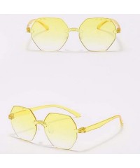 Square Frameless Multilateral Shaped Sunglasses One Piece Jelly Candy Colorful Unisex - Yellow - C8190G6N2A0 $16.71