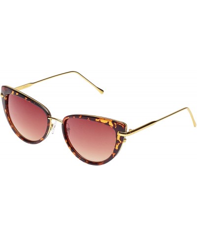 Oversized Glamorous Fifties Metal Frame Cat Eye Style Sunglasses - Shell - CM12JEO9GI1 $43.92