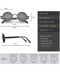 Round Polarized Steampunk Round Sunglasses for Men Women Mirrored Lens Metal Frame S2671 - Black - CA182KL0HYN $12.27