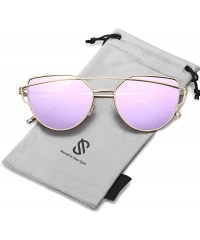 Wayfarer Cat Eye Mirrored Flat Lenses Street Fashion Metal Frame Women Sunglasses SJ1001 - C512G3Y2ACD $25.20