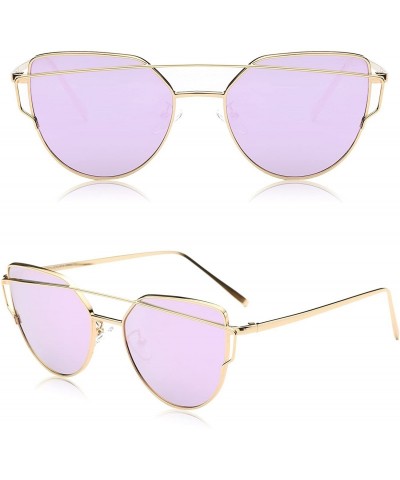 Wayfarer Cat Eye Mirrored Flat Lenses Street Fashion Metal Frame Women Sunglasses SJ1001 - C512G3Y2ACD $16.25