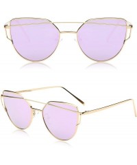 Wayfarer Cat Eye Mirrored Flat Lenses Street Fashion Metal Frame Women Sunglasses SJ1001 - C512G3Y2ACD $16.25