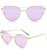 Wayfarer Cat Eye Mirrored Flat Lenses Street Fashion Metal Frame Women Sunglasses SJ1001 - C512G3Y2ACD $25.20