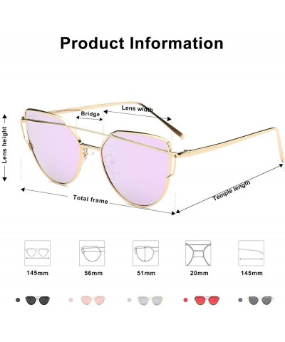 Wayfarer Cat Eye Mirrored Flat Lenses Street Fashion Metal Frame Women Sunglasses SJ1001 - C512G3Y2ACD $16.25