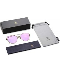 Wayfarer Cat Eye Mirrored Flat Lenses Street Fashion Metal Frame Women Sunglasses SJ1001 - C512G3Y2ACD $25.20