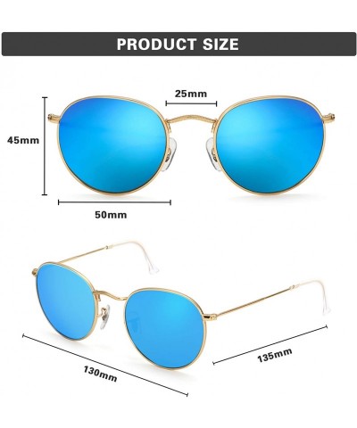 Aviator Small Round Vintage Mirror Lenses UV Protection Unisex Sunglasses - CM184C3YM6Q $6.65