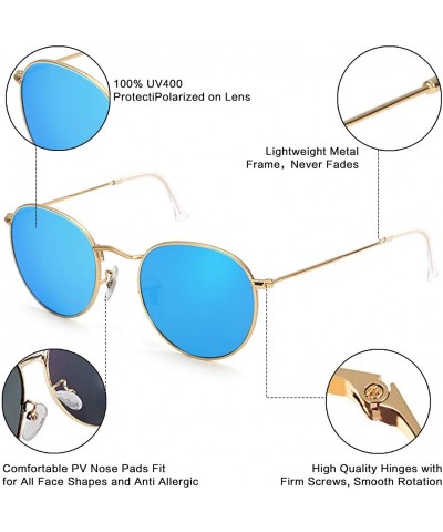 Aviator Small Round Vintage Mirror Lenses UV Protection Unisex Sunglasses - CM184C3YM6Q $6.65