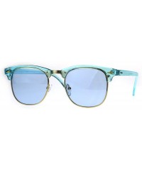 Rectangular Pop Color Half Horn Rim Hipster 20s Rectangular Sunglasses - Blue - CJ180GE5OT7 $9.66