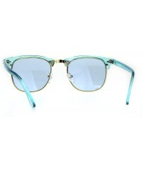 Rectangular Pop Color Half Horn Rim Hipster 20s Rectangular Sunglasses - Blue - CJ180GE5OT7 $22.35