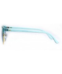 Rectangular Pop Color Half Horn Rim Hipster 20s Rectangular Sunglasses - Blue - CJ180GE5OT7 $9.66
