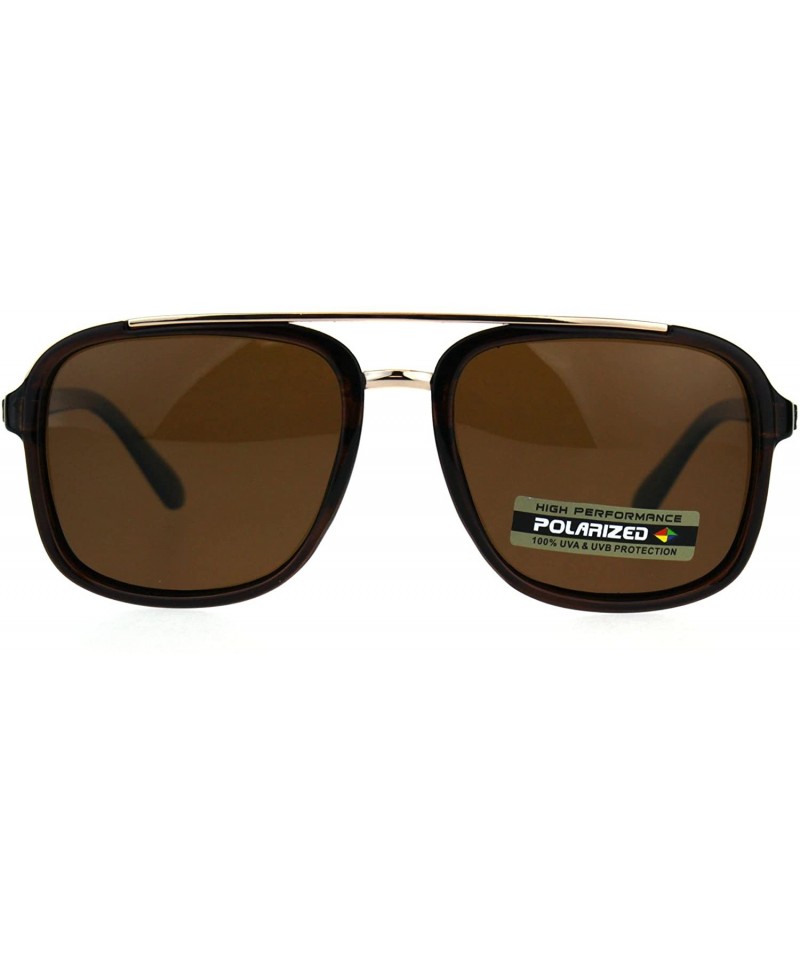 Rectangular Polarized Antiglare Mens Rectangular Plastic Racer Pilots Sunglasses - All Brown - C018C54DHSA $12.53