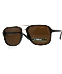 Rectangular Polarized Antiglare Mens Rectangular Plastic Racer Pilots Sunglasses - All Brown - C018C54DHSA $12.53