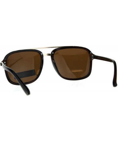 Rectangular Polarized Antiglare Mens Rectangular Plastic Racer Pilots Sunglasses - All Brown - C018C54DHSA $12.53