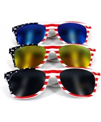 Square 3 Pairs American Patriot Flag Beach and July 4th Series Sunglasses -Red/Blue/Grey Lens - White - CG18QESKISH $16.94