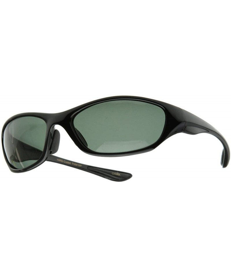 Oval Thin Oval Polarized Sports Wrap Sunglasses (Black) - CF116Q2LCUP $23.73