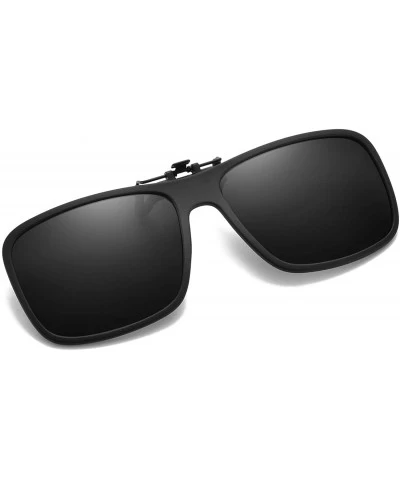 Rectangular Clip-on Sunglasses Polarized Unisex Anti-Glare Driving Glasses Flip Up Design For Prescription Glasses - C5198UO7...