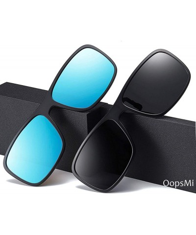 Rectangular Clip-on Sunglasses Polarized Unisex Anti-Glare Driving Glasses Flip Up Design For Prescription Glasses - C5198UO7...