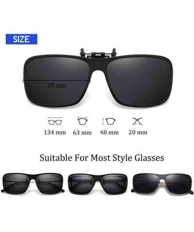 Rectangular Clip-on Sunglasses Polarized Unisex Anti-Glare Driving Glasses Flip Up Design For Prescription Glasses - C5198UO7...