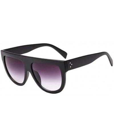 Shield Women Men Flat Top Shield Oversized Tortoise Sunglasses UV400 Retro - Color 2 - CH18CX9HQW0 $18.55