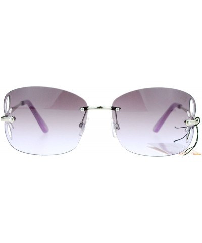 Butterfly Womens Rimless Butterfly Vent Trim Rectangular Fashion Sunglasses - Silver Purple - CG121RDOPF1 $12.26