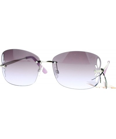 Butterfly Womens Rimless Butterfly Vent Trim Rectangular Fashion Sunglasses - Silver Purple - CG121RDOPF1 $12.26