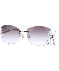 Butterfly Womens Rimless Butterfly Vent Trim Rectangular Fashion Sunglasses - Silver Purple - CG121RDOPF1 $18.14