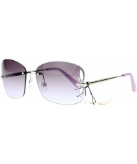 Butterfly Womens Rimless Butterfly Vent Trim Rectangular Fashion Sunglasses - Silver Purple - CG121RDOPF1 $12.26