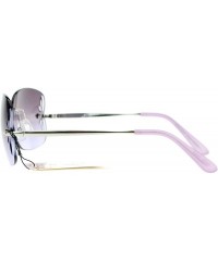 Butterfly Womens Rimless Butterfly Vent Trim Rectangular Fashion Sunglasses - Silver Purple - CG121RDOPF1 $12.26