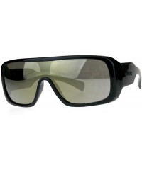 Rectangular Mens Shield Robotic Kush Gangster Plastic Mirrored Sunglasses - Gold Mirror - CZ180SUNGRZ $18.60