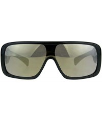 Rectangular Mens Shield Robotic Kush Gangster Plastic Mirrored Sunglasses - Gold Mirror - CZ180SUNGRZ $18.60