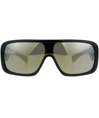 Rectangular Mens Shield Robotic Kush Gangster Plastic Mirrored Sunglasses - Gold Mirror - CZ180SUNGRZ $11.31